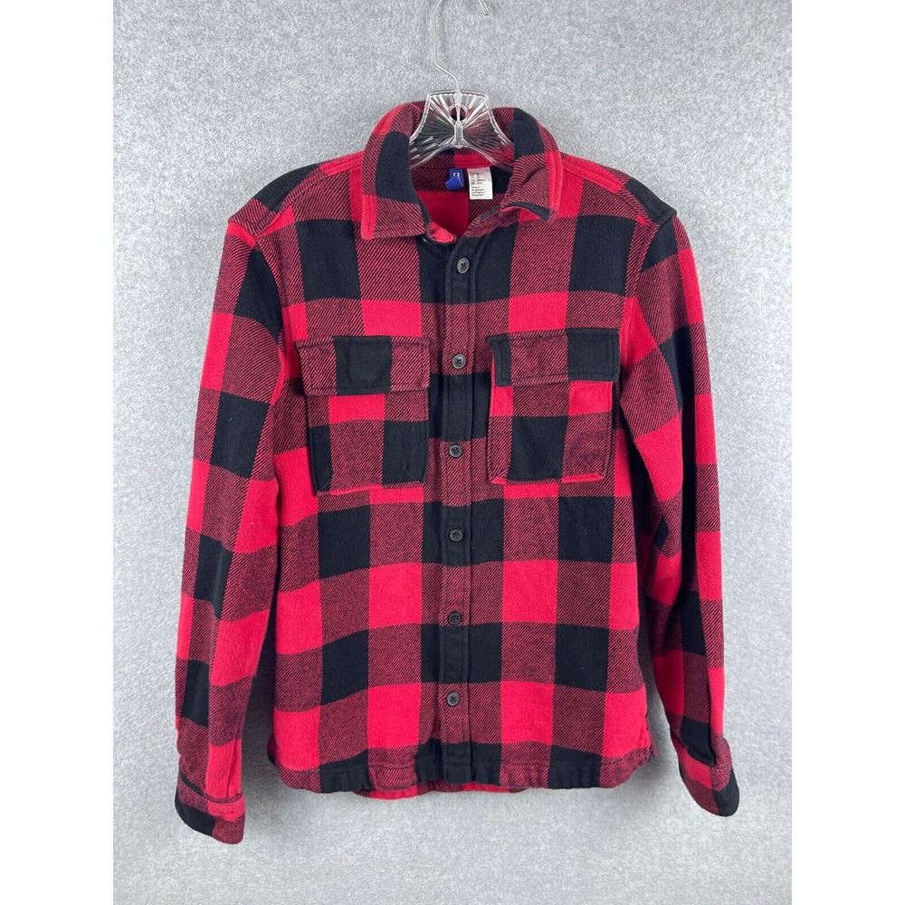 H&M Divided Plaid Shirt Size XS Red Long Sleeve Button Down Collar Camp Outdoors